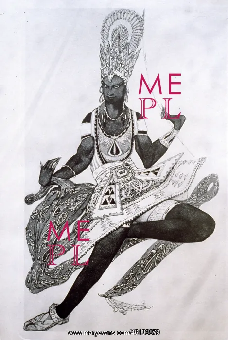 : Costume design by Bakst, Nijinsky as The Blue God : Costume design by Bakst, Nijinsky as The Blue God