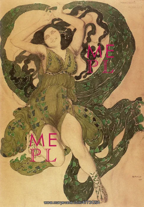 : Costume design by Bakst for a Nymph in Narcisse : Costume design by Bakst for a Nymph in Narcisse
