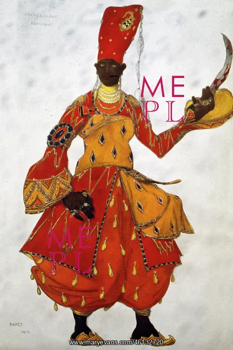 : Costume design by Bakst, Scheherazade, First Eunuch : Costume design by Bakst, Scheherazade, First Eunuch