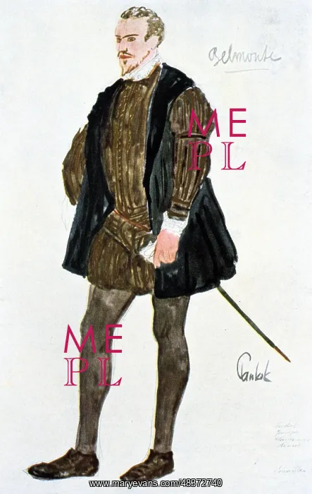 : Costume design for Belmonte, circa 1913. Belmonte : Costume design for Belmonte, circa 1913. Belmonte