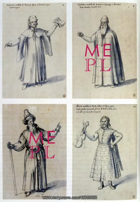 : Costume design for classical figures. Top L: Aristarchos : Costume design for classical figures. Top L: Aristarchos