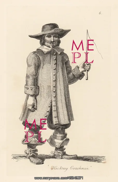 : Costume of a Hackney coachman, Restoration era : Costume of a Hackney coachman, Restoration era