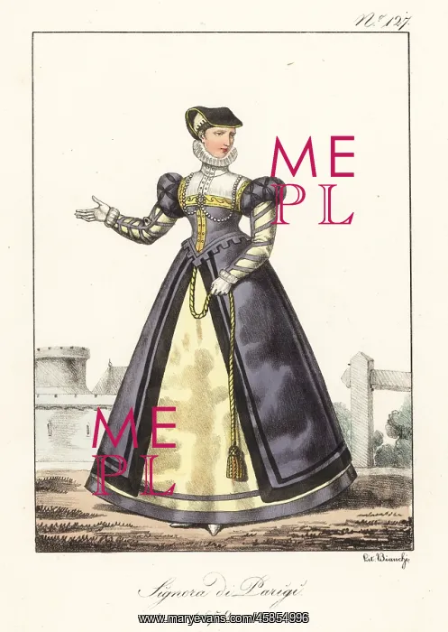 : Costume of a lady of Paris, 1572 : Costume of a lady of Paris, 1572