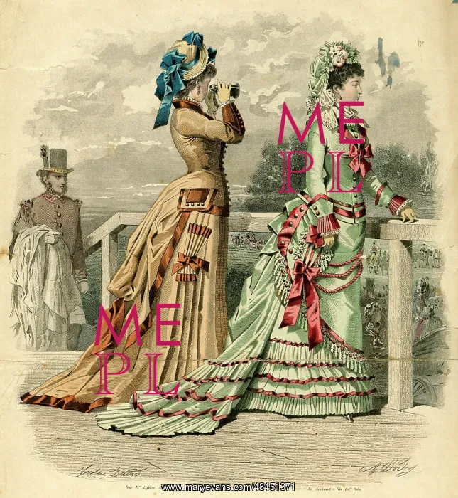 : Costume plate, two women out walking : Costume plate, two women out walking
