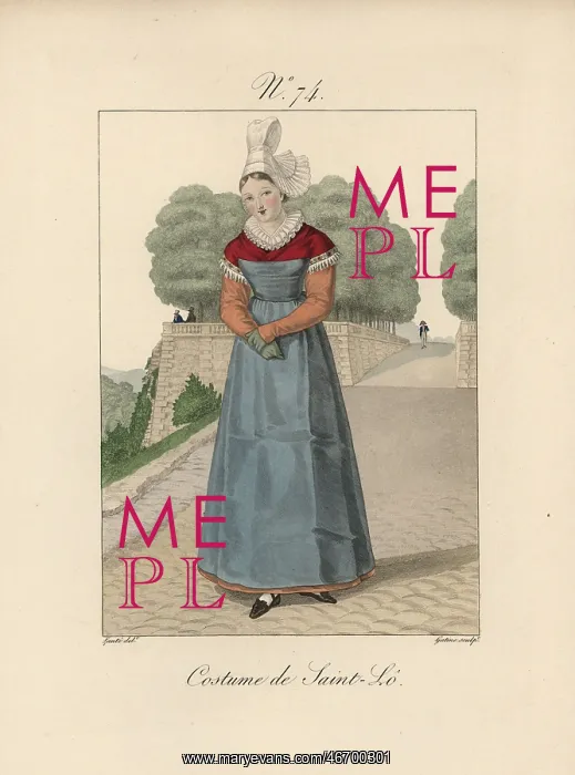 : Costume of Saint-Lo The hat is called a bonnet rond : Costume of Saint-Lo The hat is called a bonnet rond