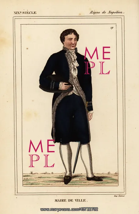 : Costume of a town mayor, Napoleonic era : Costume of a town mayor, Napoleonic era