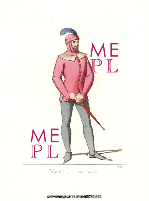 : Costume of a valet, 14th century : Costume of a valet, 14th century