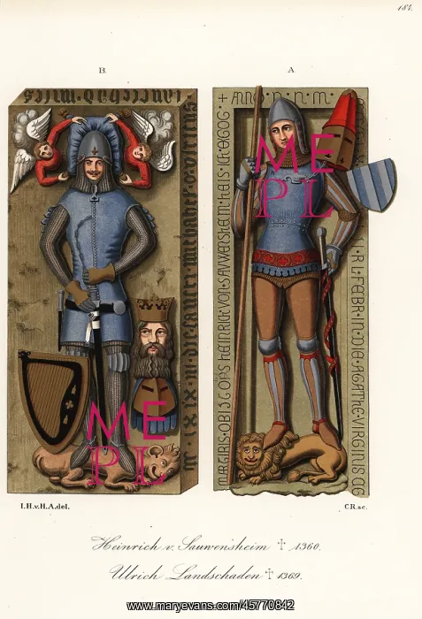: Costumes of 14th century German knights : Costumes of 14th century German knights