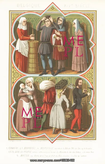 : Costumes of Belgium in the 14th century : Costumes of Belgium in the 14th century