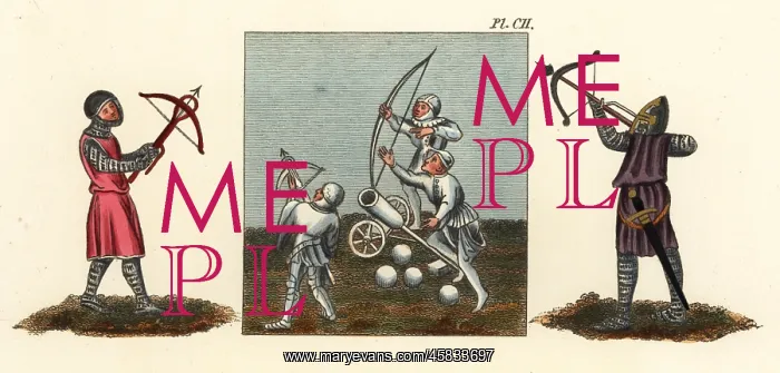: Costumes of bowmen and artillery, 14th century : Costumes of bowmen and artillery, 14th century
