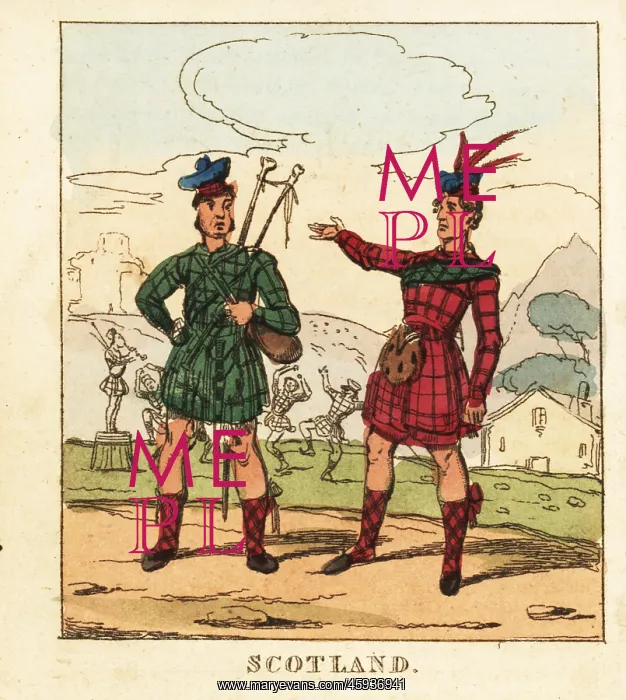 : Costumes of Scottish highlanders, 19th century : Costumes of Scottish highlanders, 19th century