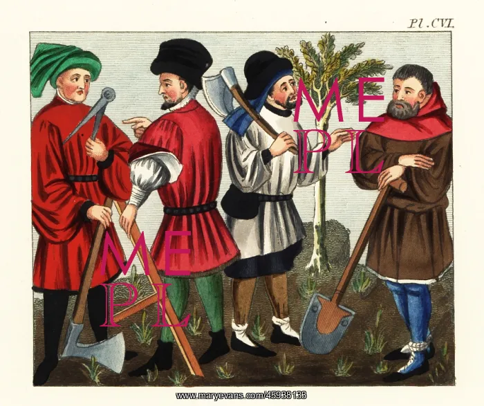 : Costumes of workers of the 15th century : Costumes of workers of the 15th century