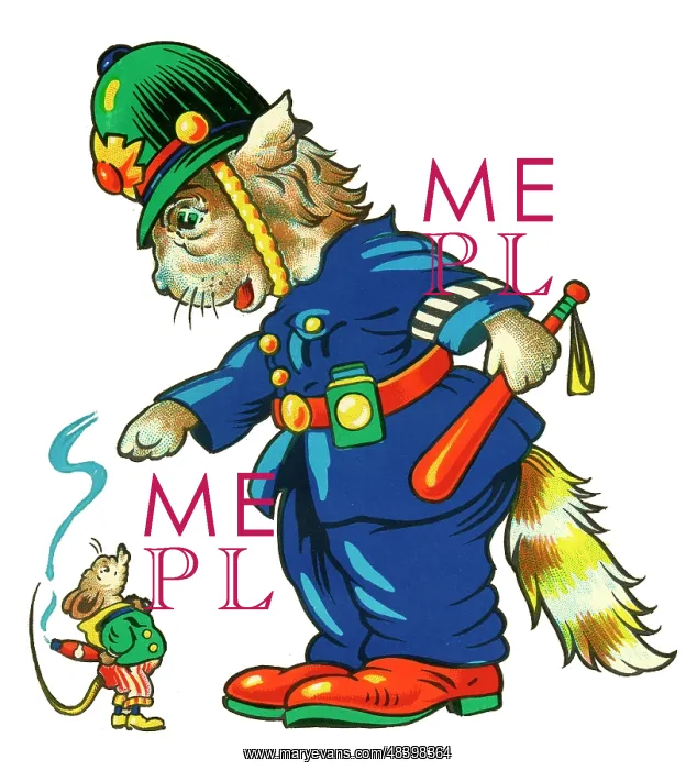  : Cot header design, Cat Policeman and Mouse
