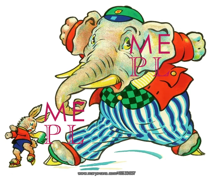  : Cot header design, Elephant and Rabbit Skating