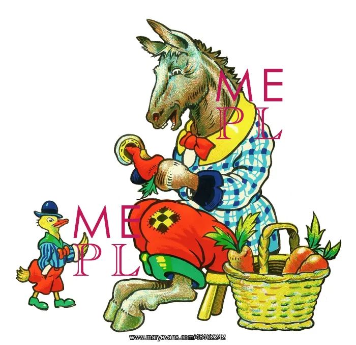 : Cot header design, Horse with Carrots and Duck : Cot header design, Horse with Carrots and Duck