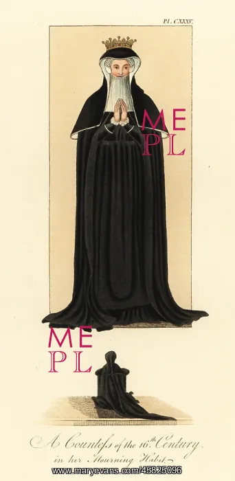 : Countess in mourning robes, 16th century : Countess in mourning robes, 16th century