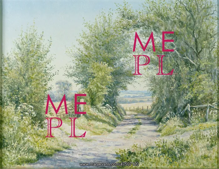 : Country Lane ' with iron gate on the left : Country Lane ' with iron gate on the left