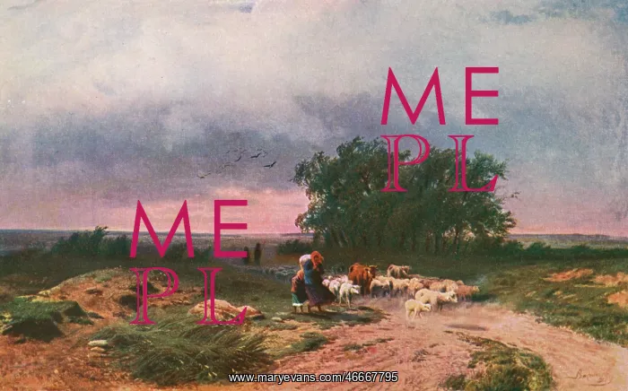 : Country scene with a returning flock, Russia : Country scene with a returning flock, Russia