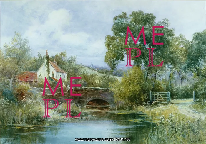 : Country Scene with River, Bridge and House : Country Scene with River, Bridge and House