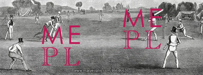 : A county cricket match in progress in costumes of the period : A county cricket match in progress in costumes of the period