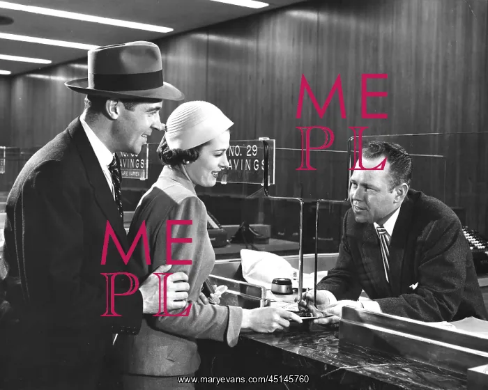 : Couple At Bank Window : Couple At Bank Window