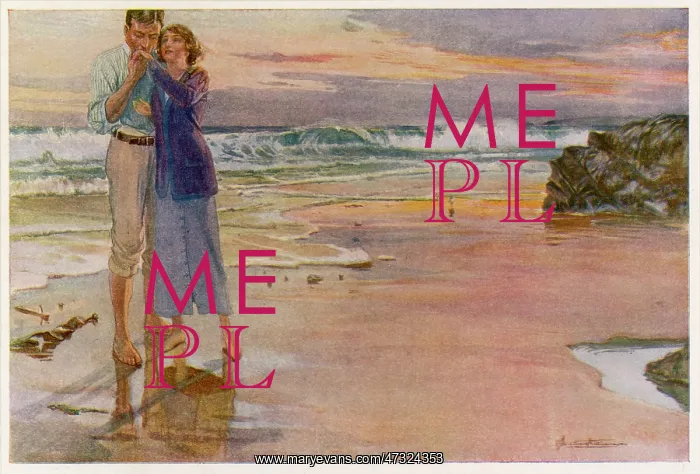 : COUPLE ON BEACH 1904 : COUPLE ON BEACH 1904