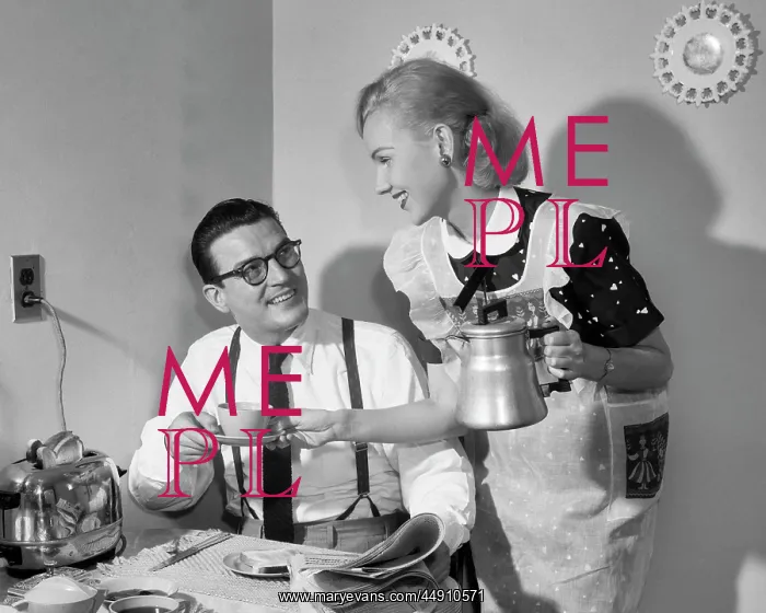 : Couple at Breakfast Table Man Reading Newspaper Smiling a : Couple at Breakfast Table Man Reading Newspaper Smiling a