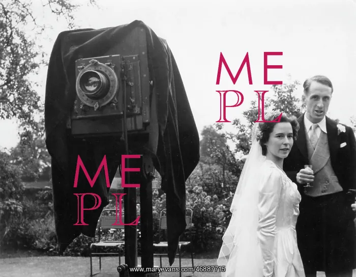 : Couple and camera at wedding reception, Wetherby, Yorkshire : Couple and camera at wedding reception, Wetherby, Yorkshire