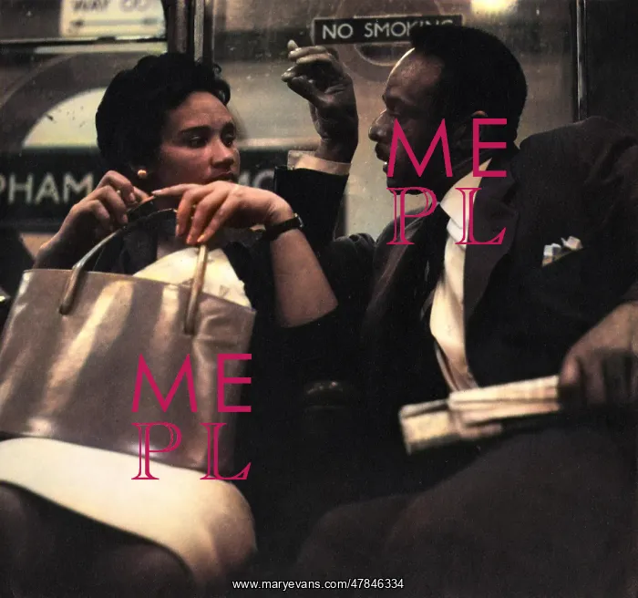 : Couple on a London underground train : Couple on a London underground train