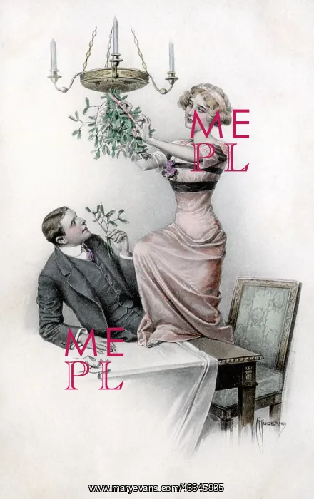 : Couple under the mistletoe : Couple under the mistletoe