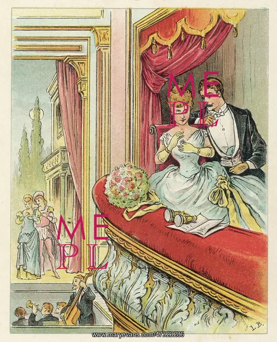 : COUPLE AT OPERA C1875 : COUPLE AT OPERA C1875