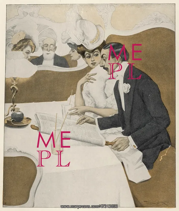 : Couple in Restaurant 1908 : Couple in Restaurant 1908
