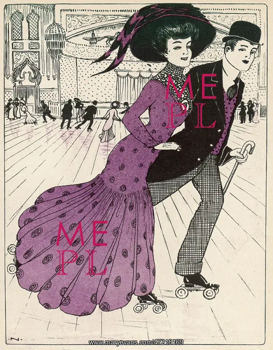 : Couple Roller-skating 1909 : Couple Roller-skating 1909