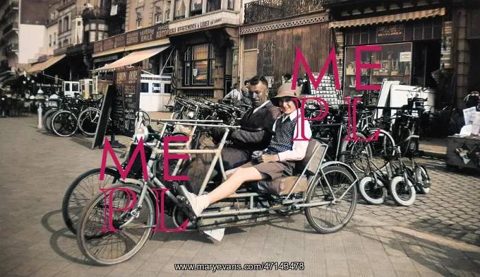 : Couple on a two-seater cycle, Belgium : Couple on a two-seater cycle, Belgium