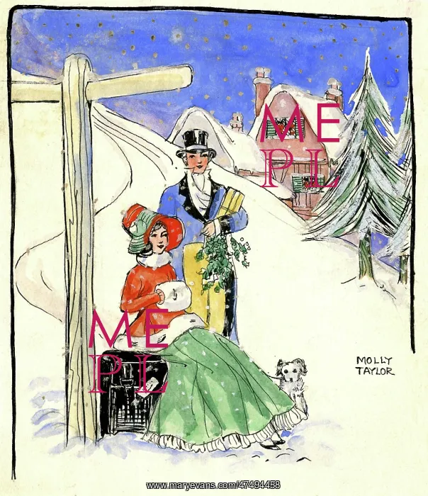: Couple waiting by a signpost in the snow : Couple waiting by a signpost in the snow