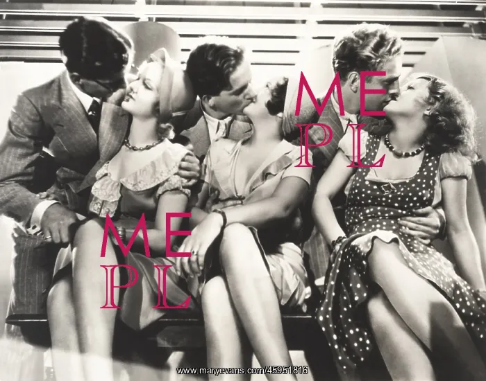 : Three couples kissing : Three couples kissing