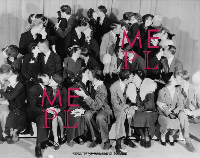 : Couples at a kissing contest : Couples at a kissing contest