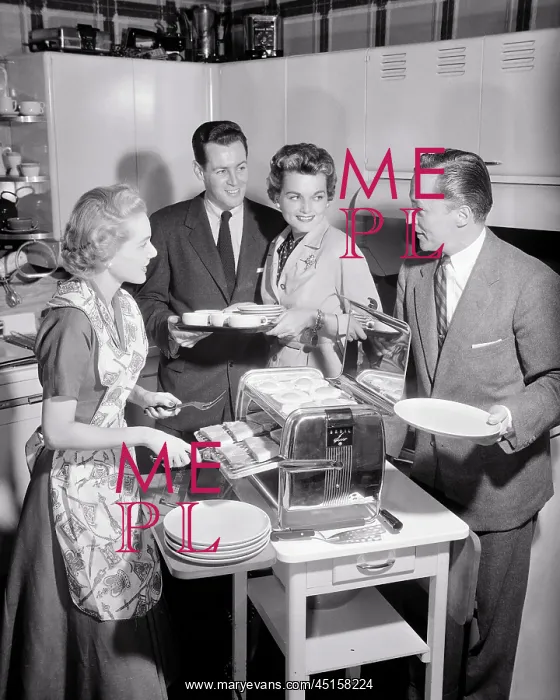 : Two Couples in Kitchen Preparing Late Night Early : Two Couples in Kitchen Preparing Late Night Early