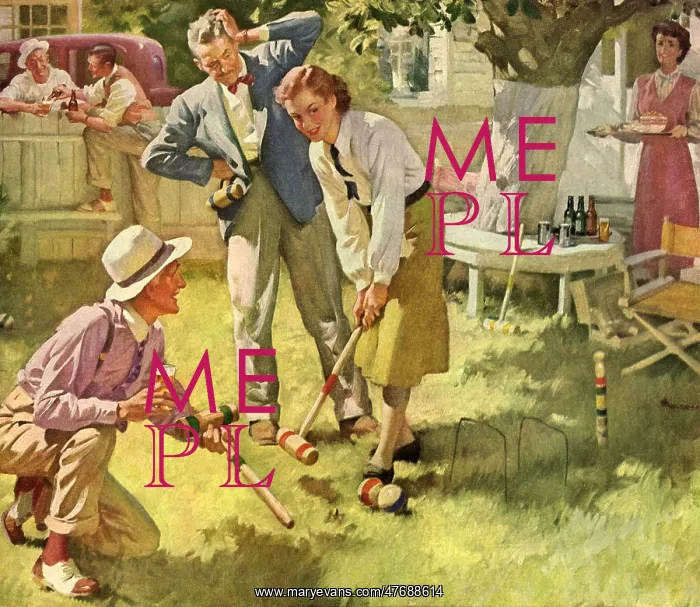 : Couples Playing Croquet : Couples Playing Croquet