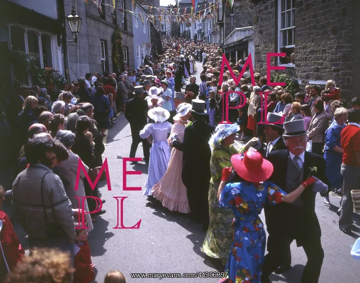 : Couples taking part in Helston Floral Dance, Cornwall : Couples taking part in Helston Floral Dance, Cornwall