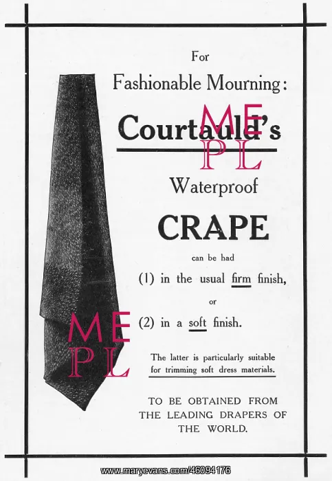 : Courtauld's waterproof crape for mourning, 1915 : Courtauld's waterproof crape for mourning, 1915