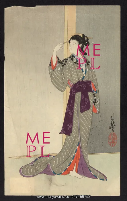 : Courtesan watching the rain : Courtesan watching the rain