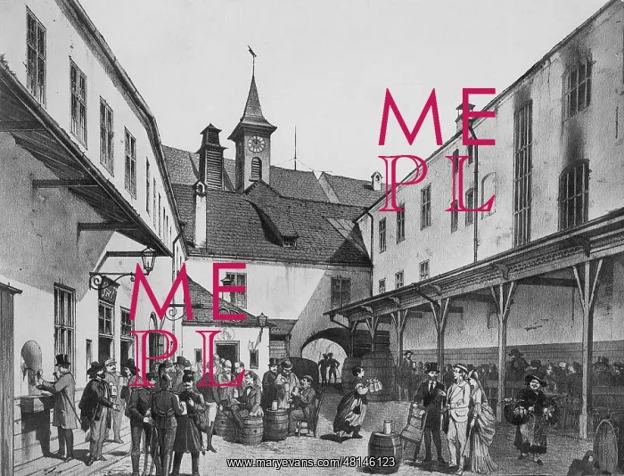 : Courtyard of the Hofbraeuhaus in Munich, 1840 : Courtyard of the Hofbraeuhaus in Munich, 1840