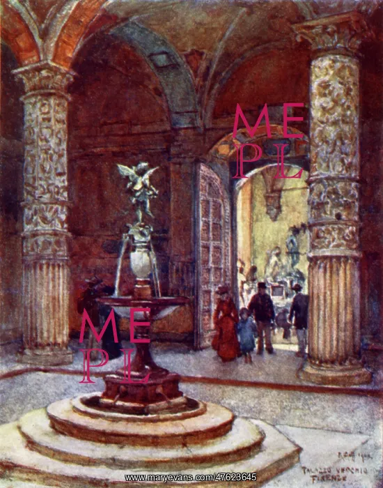 : The Courtyard of the Palazzo Vecchio - Verrocchio's Fountain : The Courtyard of the Palazzo Vecchio - Verrocchio's Fountain