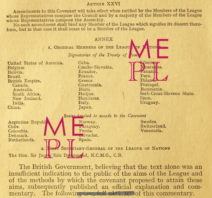 : The Covenant of the League of Nations was the : The Covenant of the League of Nations was the