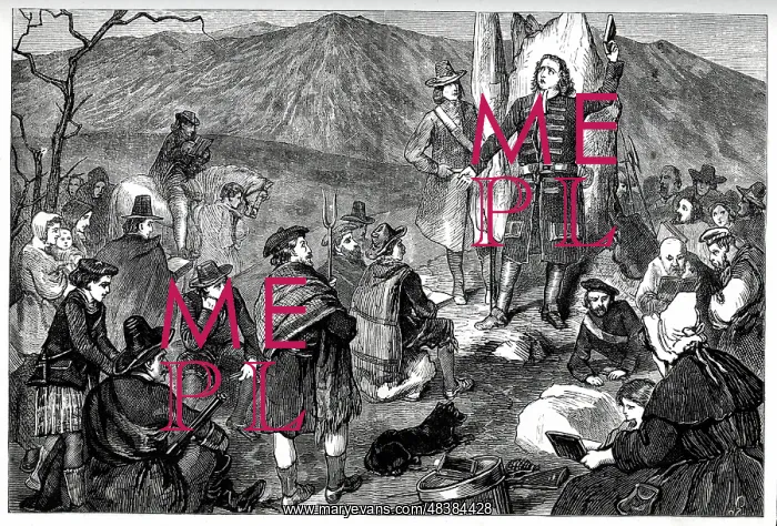 : Covenanters prayer meeting, Drumclog, Scotland, 1679 : Covenanters prayer meeting, Drumclog, Scotland, 1679