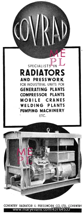  : Coventry Radiator & Pressworks. - Generators & Welding Plant