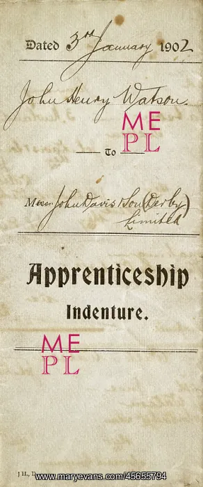: Front cover, Apprenticeship Indenture : Front cover, Apprenticeship Indenture