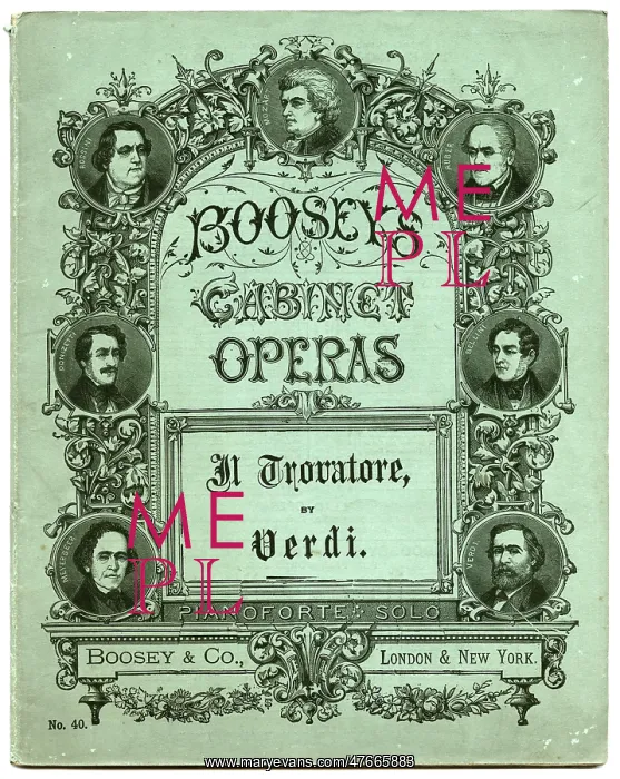 : Front cover, Boosey's Cabinet Operas, Il Trovatore, Verdi : Front cover, Boosey's Cabinet Operas, Il Trovatore, Verdi