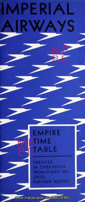 : Cover design, Imperial Airways timetable, 1933 : Cover design, Imperial Airways timetable, 1933